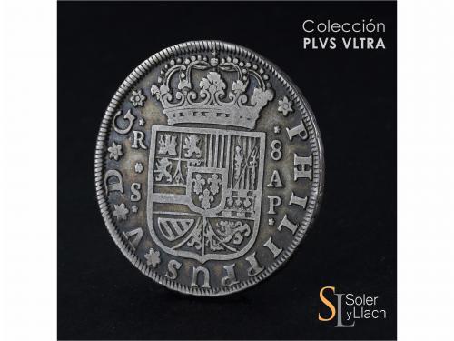 FELIPE V. 8 Reales. 1736. SEVILLA. A.P. 26,38 grs. Pátina. R