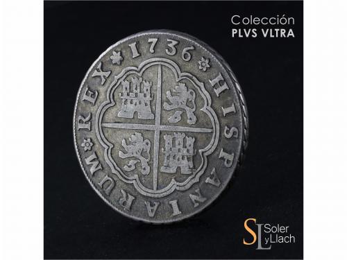 FELIPE V. 8 Reales. 1736. SEVILLA. A.P. 26,38 grs. Pátina. R