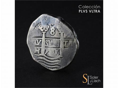 FELIPE V. 8 Reales. 1701. LIMA. H. 26,29 grs. Dos fechas vis