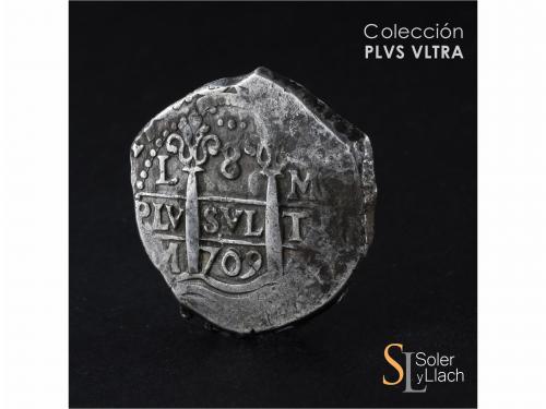FELIPE V. 8 Reales. 1709. LIMA. M. 27,04 grs. Escasa. MBC+. 