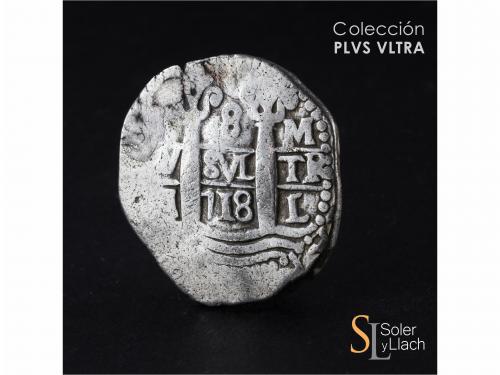 FELIPE V. 8 Reales. 1718. LIMA. M. 26,18 grs. Dos fechas vis