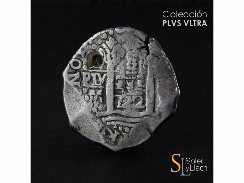 FELIPE V. 8 Reales. 1722. LIMA. M. 27,02 grs. Perforación. M