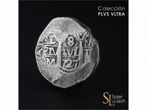 FELIPE V. 8 Reales. 1727. LIMA. M. 26,74 grs. MBC-. / Almost