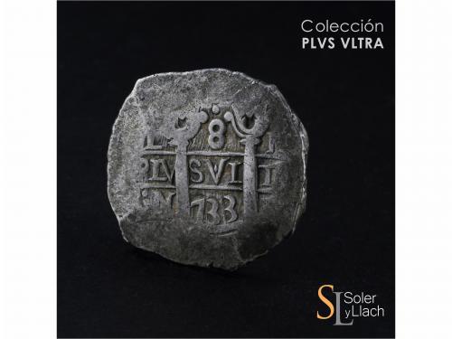 FELIPE V. 8 Reales. 1733. LIMA. N. 26,38 grs. MBC. / Very fi