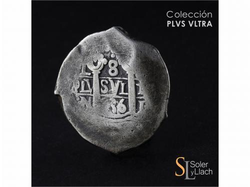 FELIPE V. 8 Reales. 1736. LIMA. N. 27,10 grs. Limpiada. MBC-