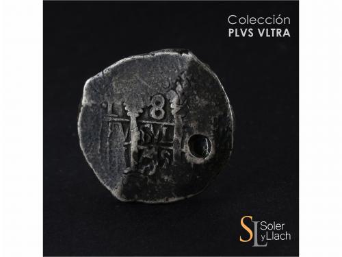 FELIPE V. 8 Reales. 1745. LIMA. V. 26,47 grs. Resello sol so