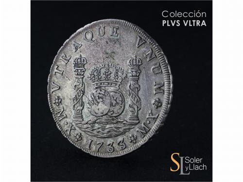 FELIPE V. 8 Reales. 1733/2. MÉXICO. F. 26,63 grs. Columnario