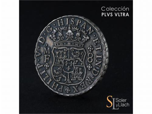 FELIPE V. 8 Reales. 1744. MÉXICO. M.F. 26,80 grs. Columnario