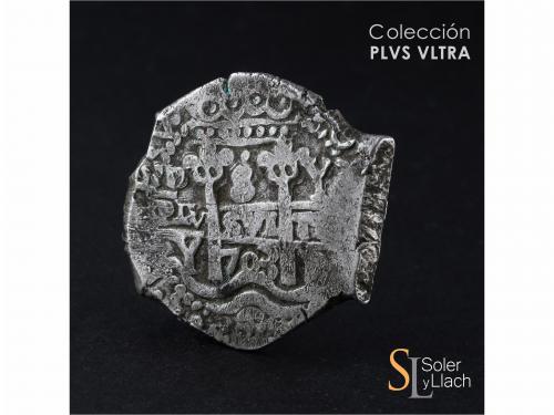 FELIPE V. 8 Reales. 1703. POTOSÍ. Y. 26,41 grs. Dos fechas v