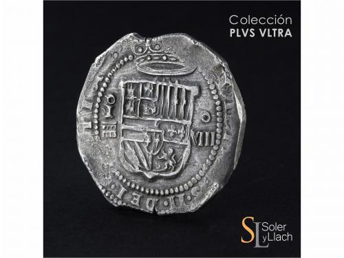 FELIPE II. 8 Reales. S/F. SEGOVIA. I con roel sobre M. Anv.: