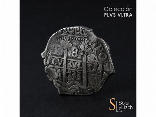 FELIPE V. 8 Reales. 1733. POTOSÍ. YA (nexadas). 26,46 grs. D