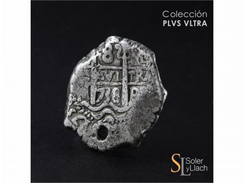 FELIPE V. 8 Reales. 1738. POTOSÍ. M. 26,30 grs. Tres fechas,