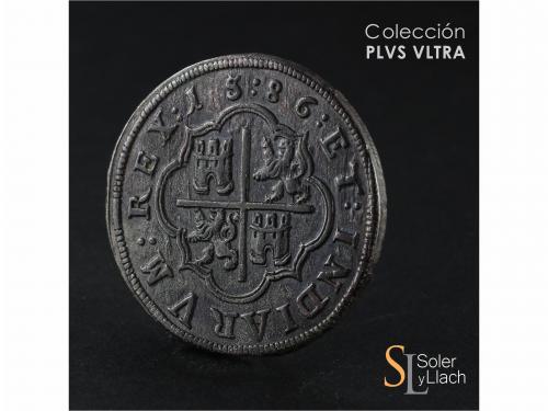 FELIPE II. 8 Reales. 15:86. SEGOVIA. Anv.: Acueducto vertica
