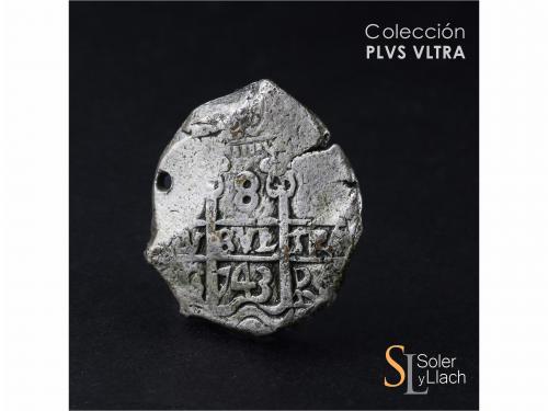 FELIPE V. 8 Reales. 1743. POTOSÍ. C. 26,12 grs. Pequeña perf