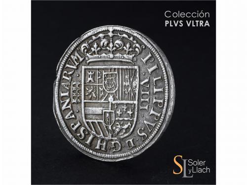 FELIPE II. 8 Reales. 1586. SEGOVIA. Anv.: Acueducto vertical