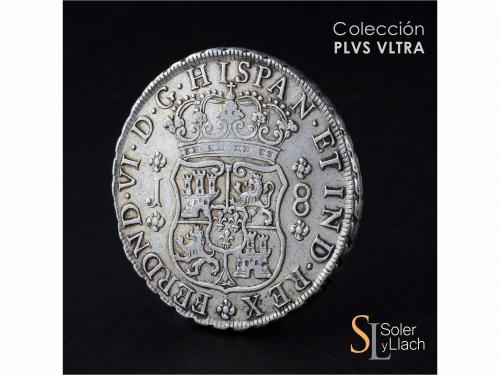 FERNANDO VI. 8 Reales. 1752. LIMA. J. 26,65 grs. Columnario.