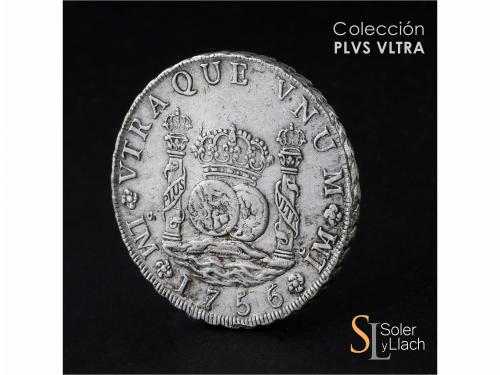 FERNANDO VI. 8 Reales. 1756/5. LIMA. J.M. 26,91 grs. Columna