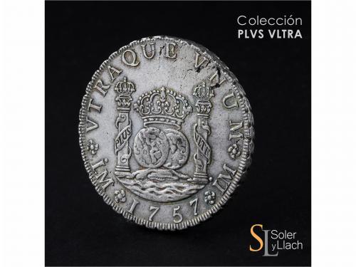 FERNANDO VI. 8 Reales. 1757. LIMA. J.M. 26,89 grs. Columnari