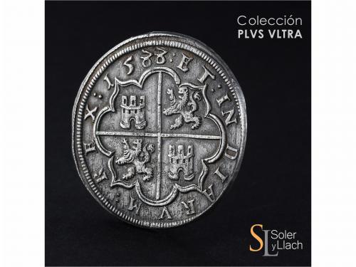 FELIPE II. 8 Reales. 1588. SEGOVIA. Anv.: Acueducto vertical