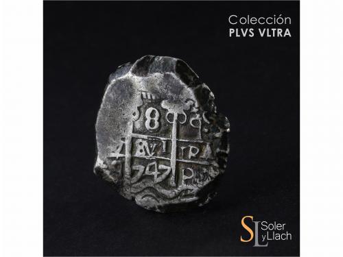 FERNANDO VI. 8 Reales. 1747. POTOSÍ. q. 26,90 grs. Dos fecha