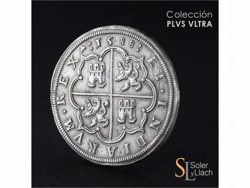 FELIPE II. 8 Reales. 1588. SEGOVIA. Anv.: Acueducto vertical
