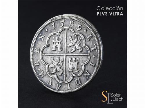 FELIPE II. 8 Reales. 1589. SEGOVIA. Anv.: Acueducto vertical