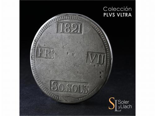 FERNANDO VII. 30 Sous. 1821. MALLORCA. 26,18 grs. Latón plat
