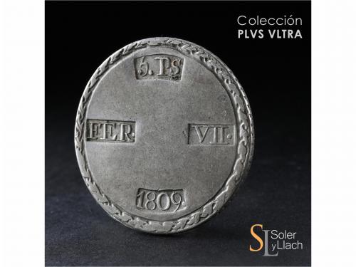 FERNANDO VII. 5 Pesetas. 1809. TARRAGONA. 26,38 grs. Cero de