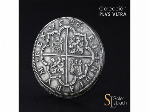 FELIPE II. 8 Reales. 1590. SEGOVIA. Anv.: Acueducto vertical