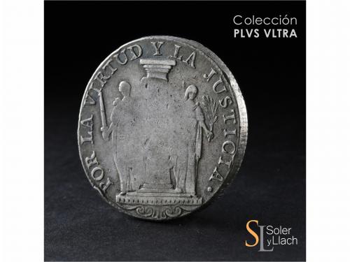 FERNANDO VII. 8 Reales. 1824. LIMA. 27,38 grs. Resello coron