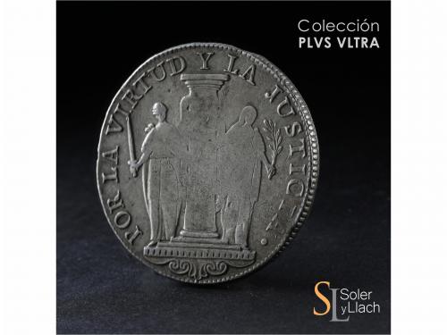 FERNANDO VII. 8 Reales. 1824. LIMA. 27,04 grs. Resello coron