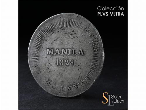 FERNANDO VII. 8 Reales. 1828. MANILA. 26,00 grs. Acuñada sob