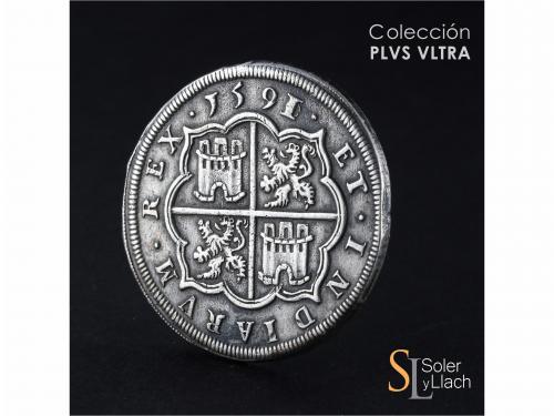 FELIPE II. 8 Reales. 1591/0. SEGOVIA. Anv.: Acueducto vertic