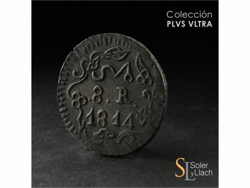 FERNANDO VII. 8 Reales. 1814. MORELOS. 16,91 grs. AE. Con ad
