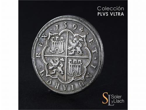 FELIPE II. 8 Reales. 1594. SEGOVIA. Anv.: Acueducto vertical
