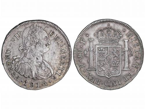 FERNANDO VII. 8 Reales. 1816/4. POPAYÁN. F. 26,81 grs. Busto