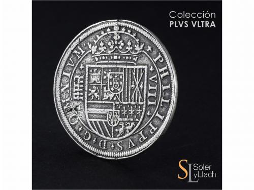 FELIPE II. 8 Reales. 1597. SEGOVIA. Anv.: OMNIVM. Acueducto 