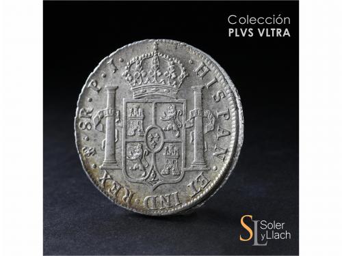 FERNANDO VII. 8 Reales. 1823. POTOSÍ. P.J. 27,00 grs. Restos