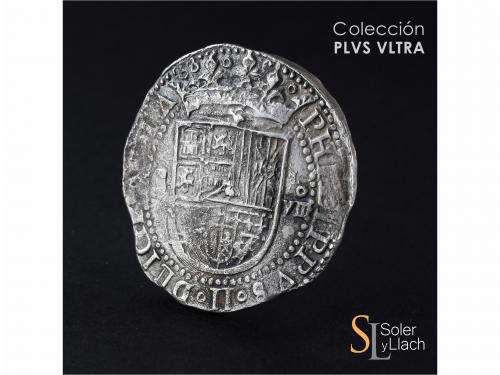 FELIPE II. 8 Reales. S/F. SEVILLA. P tumbada. Anv.: S - Escu