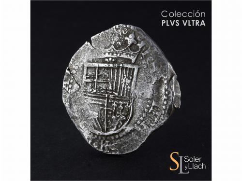 FELIPE II. 8 Reales. S/F. SEVILLA. C. Rev.: Ensayador a la d