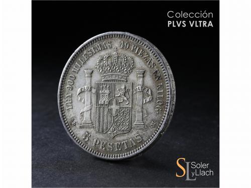 AMADEO I. 5 Pesetas. 1871 (*18-71). S.D.-M. Preciosa pátina 