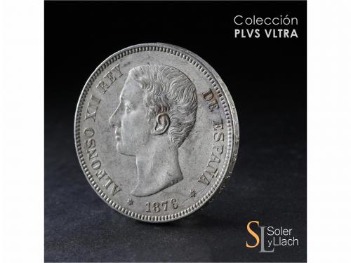 ALFONSO XII. 5 Pesetas. 1876 (*18-76). D.E.-M. Variante pabe