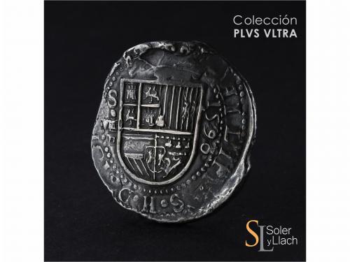 FELIPE II. 8 Reales. 1590. SEVILLA. P tumbada. Anv.: S / VII
