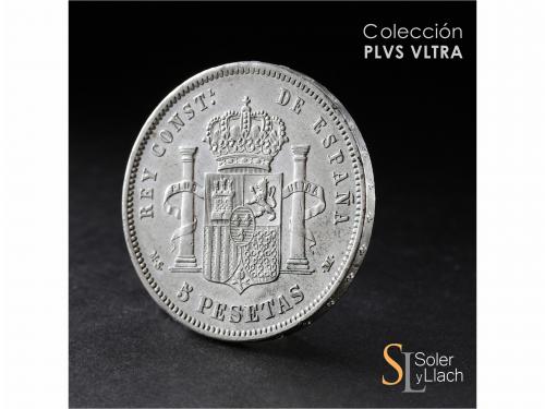 ALFONSO XII. 5 Pesetas. 1881 (*18-81). M.S.-M. Restos de bri