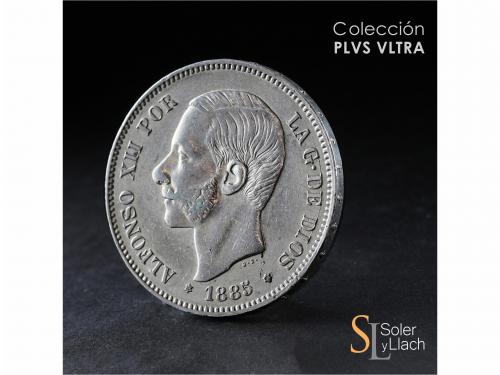 ALFONSO XII. 5 Pesetas. 1885 (*18-87). M.P.-M. MBC+/EBC-. / 