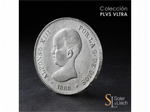 ALFONSO XIII. 5 Pesetas. 1888 (*18-88). M.P.-M. Brillo origi