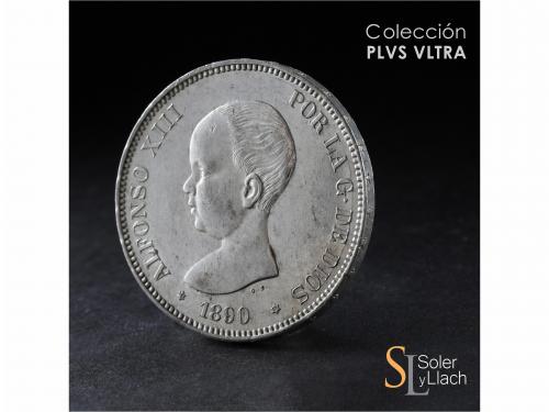ALFONSO XIII. 5 Pesetas. 1890 (*18-90). P.G.-M. Pleno brillo