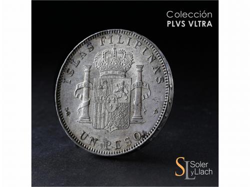 ALFONSO XIII. 1 Peso. 1897. MANILA. S.G.-V. Pátina y restos 