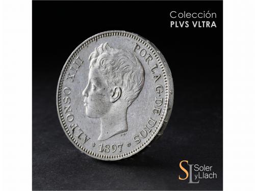 ALFONSO XIII. 5 Pesetas. 1897 (*18-97). S.G.-V. Pleno brillo