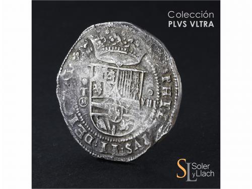 FELIPE II. 8 Reales. S/F. TOLEDO. M. Anv.: T roel encima / M